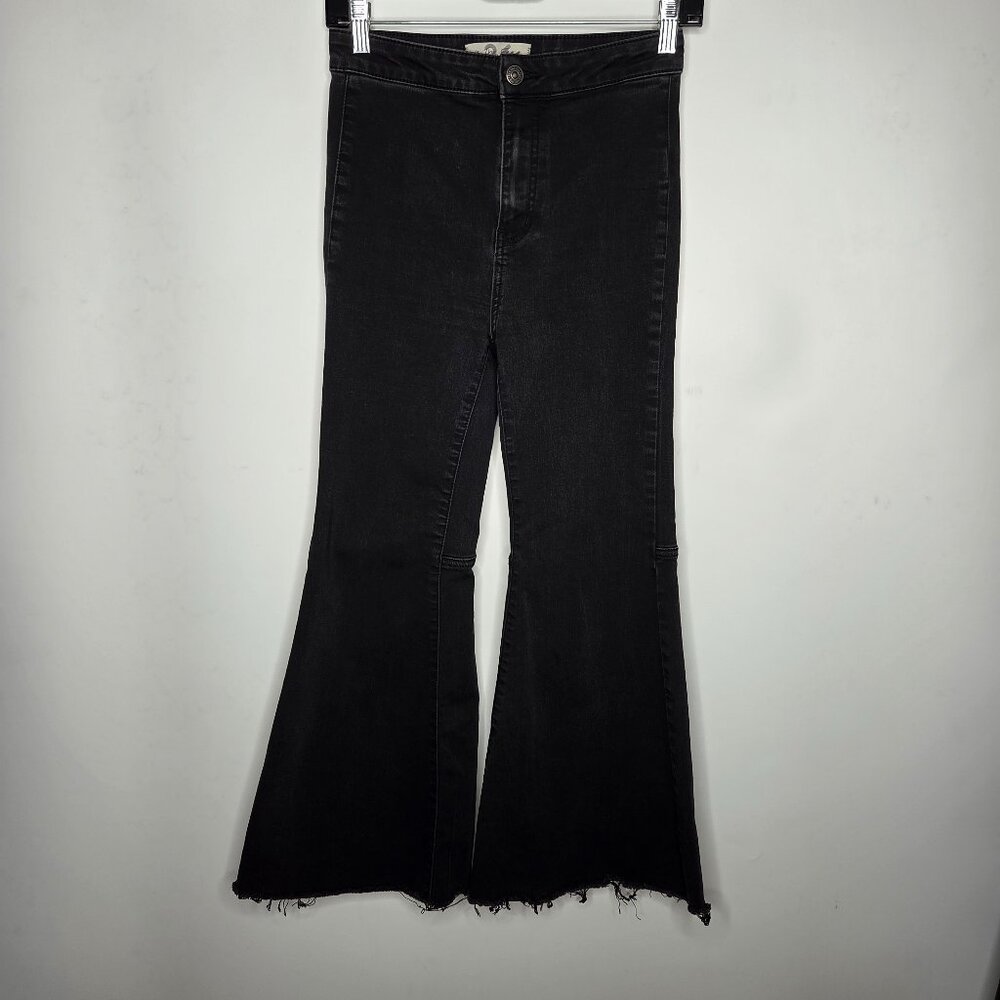 Free People We The Free Jeans 26 Black Mid Rise Flare Leg Bell Bottom